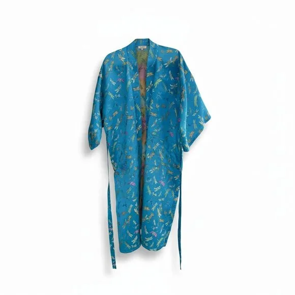 ✨ Turquoise Dragonfly Kimono – XL – Belted, Pockets, Stunning Detail ✨ - Picture 3 of 8